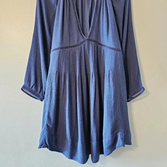 Free People Go Lightly Swing Babydoll Boho Blue  Women's Mini Dress Size Small. - Picture 9 of 16